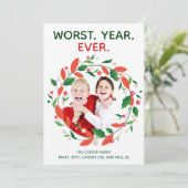 Slechtste jaar ooit Grappige kerst donkere Humor Feestdagenkaart (Staand voorkant)