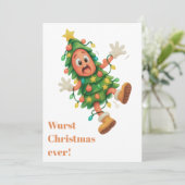 Slechtste Kerst ooit! Grappige gepersonaliseerde s Feestdagenkaart (Staand voorkant)