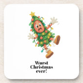 Slechtste Kerst ooit! Grappige salami  Bier Onderzetter (Voorkant)