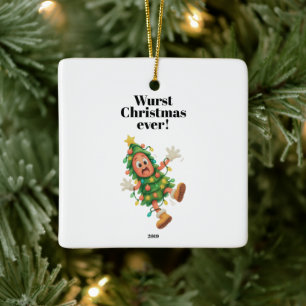 Slechtste Kerst ooit! Grappige salami foto Keramisch Ornament