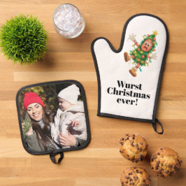 Slechtste Kerst ooit! Grappige salami foto Ovenwant & Pannenlap Set