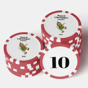 Slechtste Kerst ooit! Grappige salami foto Poker Chips