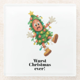 Slechtste kerst ooit! Grappige salami Glazen Onderzetter