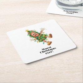 Slechtste Kerst ooit! Grappige salami Kartonnen Onderzetters