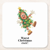 Slechtste Kerst ooit! Grappige salami  Kartonnen Onderzetters (Voorkant)