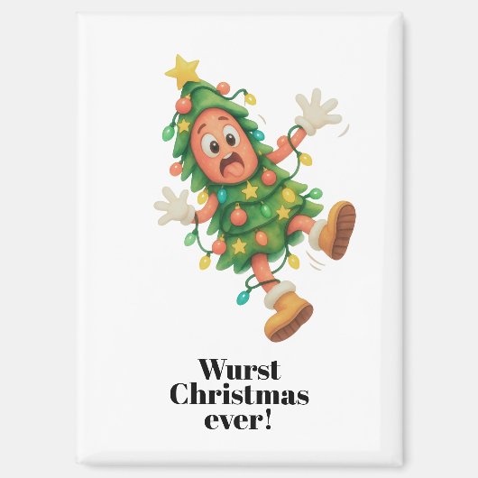 Slechtste kerst ooit! Grappige salami Magneet (Voorkant)