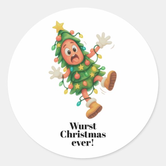 Slechtste kerst ooit! Grappige salami Ronde Sticker (Voorkant)