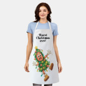 Slechtste Kerst ooit! Grappige Salami Schort (Gedragen)