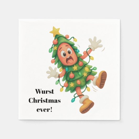 Slechtste Kerst ooit! Grappige salami Servet (Voorkant)