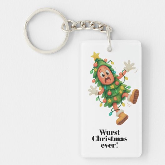 Slechtste kerst ooit! Grappige salami  Sleutelhanger (Voorkant)