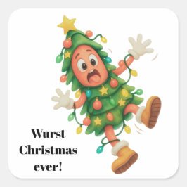 Slechtste Kerst ooit! Grappige salami Vierkante Sticker