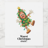 Slechtste kerst ooit! Grappige salami Wijn Etiket (Enkel label)