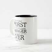 Slechtste Manager Ooit Tweekleurige Koffiemok (Voorkant links)