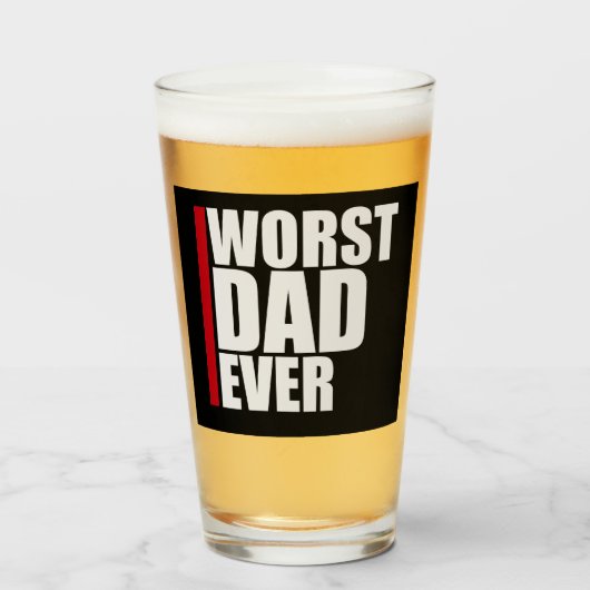 Slechtste Papa Ooit Funny Sarcasme Vaderdag Grap Glas (Voorkant gevuld)