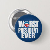 Slechtste President ooit - Anti Obama Ronde Button 5,7 Cm (Voorkant /achterkant)