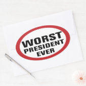 Slechtste President ooit tegen Trump Ovale Sticker (Envelop)