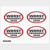 Slechtste President ooit tegen Trump Ovale Sticker (Vel)