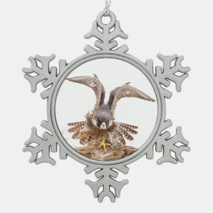 Slechtvalk Tin Sneeuwvlok Ornament