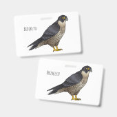 Slechtvalk vogel cartoon illustratie badge (Voor- en achterkant)