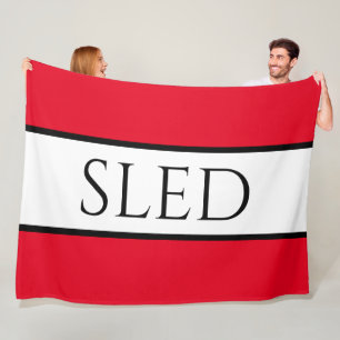 SLED brede sportieve heldere rode sneeuwwitte stre Fleece Deken