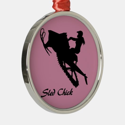 Sled Chick Metalen Ornament (Rechts)