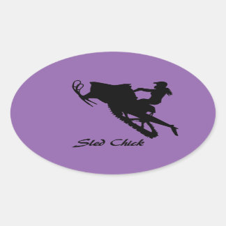 Sled Chick Ovale Sticker