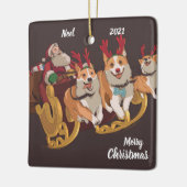Sled Dog Kerstmis Keramisch Ornament (Links)