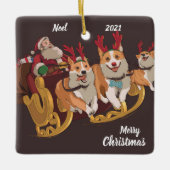 Sled Dog Kerstmis Keramisch Ornament (Voorkant)