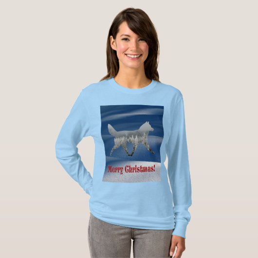 Sled Dog Kerstmis T-shirt (Voorkant volledig)