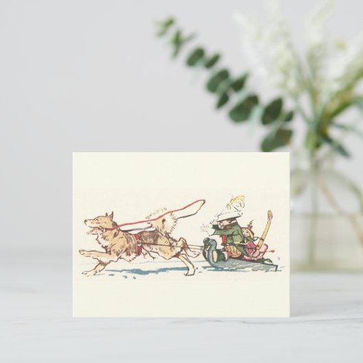 Sled Dog Pulling Sleigh Briefkaart (Staand voorkant)