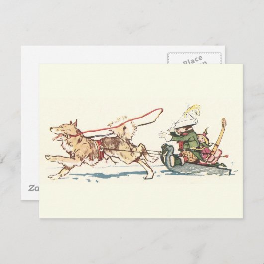 Sled Dog Pulling Sleigh Briefkaart (Voorkant / Achterkant)