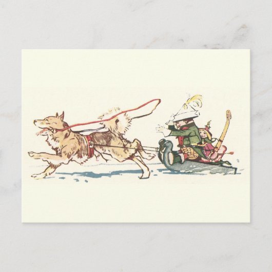 Sled Dog Pulling Sleigh Briefkaart (Voorkant)