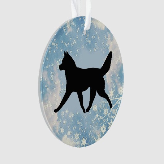 Sled Dog Silhouette Ornament (voorkant)