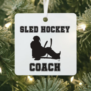 Sled Hockey Coach Kerstmis Metalen Ornament