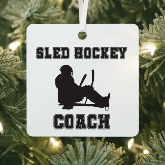 Sled Hockey Coach Kerstmis Metalen Ornament (Insitu)