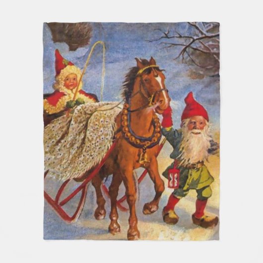 "Sled Ride at Night" van Jenny Nystrom Fleece Deken (Voorkant)