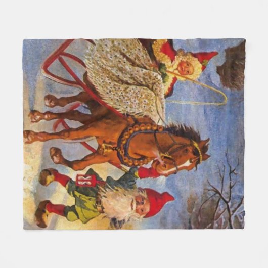 "Sled Ride at Night" van Jenny Nystrom Fleece Deken (Voorkant (Horizontaal))