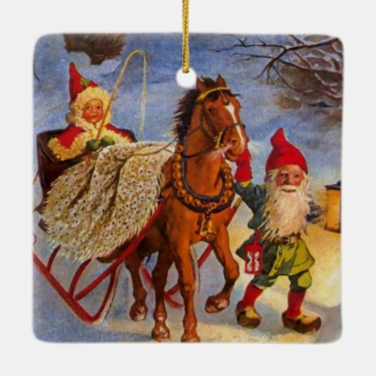 "Sled Ride at Night" van Jenny Nystrom Keramisch Ornament (Achterkant)