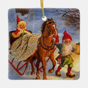 "Sled Ride at Night" van Jenny Nystrom Keramisch Ornament