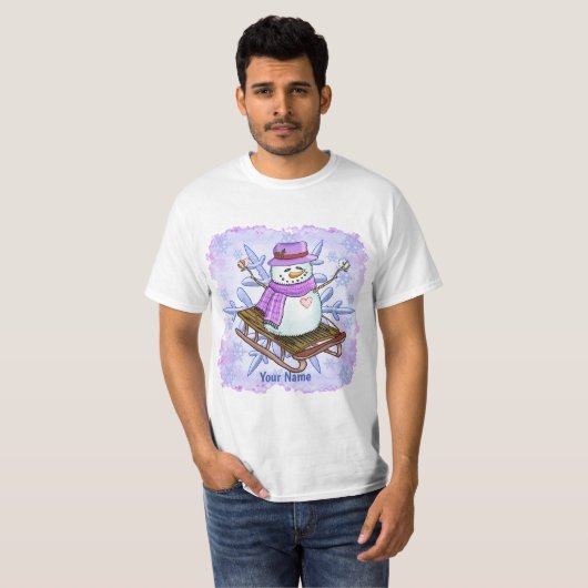Sled Snowman T-shirt (Voorkant volledig)