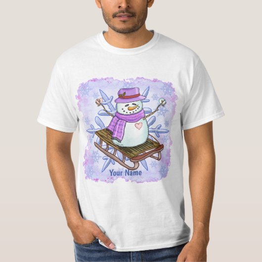 Sled Snowman T-shirt (Voorkant)