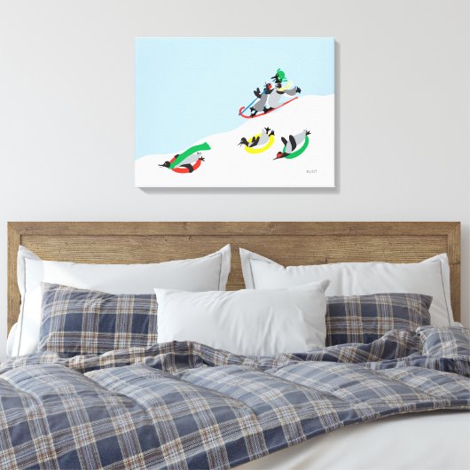 Sledding 18x24 Canvas Print (Insitu (Slaapkamer))