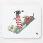 Sledding Dachshunds Mousepad Muismat (Voorkant)