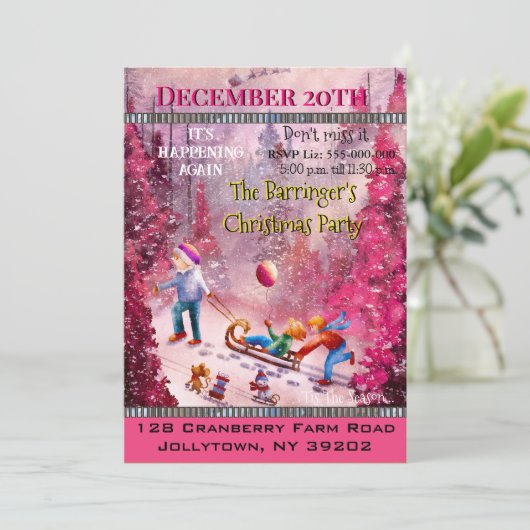 Sledding Funtime Jaarlijks Kerstfeest Kaart (Staand voorkant)