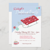 Sledding Hete Cacao Winter Verjaardagsfeest Uitnod Kaart (Voorkant / Achterkant)