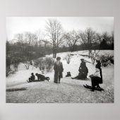 Sledding in Central Park, 1906.  foto Poster (Voorkant)