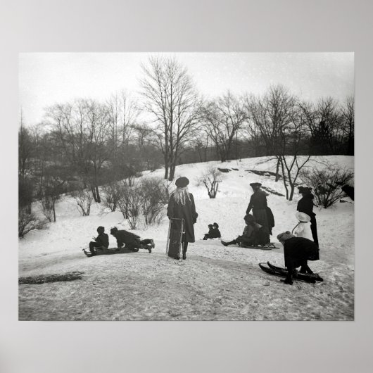 Sledding in Central Park, 1906. foto Poster (Voorkant)