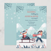 Sledding Kinder Uitnodiging (Voorkant / Achterkant)