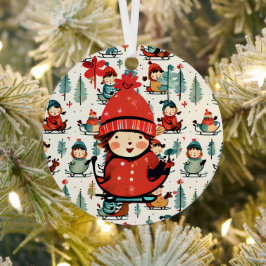 Sledding Kinderen Gepersonaliseerde Kerst Metalen Ornament