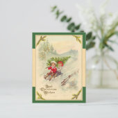 Sledding Kinderen Kerst Briefkaart (Staand voorkant)